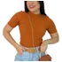 Blusa Feminina Manga Curta Gola Alta Em Malha Canelada
