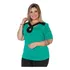 Blusa Feminina Manga Curta Plus Size Detalhe Frontal Paetê