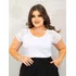 Blusa Feminina Manga Curta Rendada Gola Redonda Em Malha 