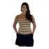 Blusa Feminina Old Money Tricot Modal Manga Curta Gola Alta