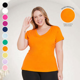 Blusa Feminina Plus Size Gola V Viscose Confortável Podrinha