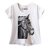 Blusa Feminina Plus Size Lindo Cavalo Estampado Frente C440
