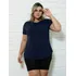 Blusa Feminina Plus Size Manga Curta Dry Fit Ginástica