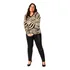 Blusa Feminina Plus Size Manga Longa Viscolycra Animal Print