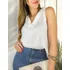 Blusa Feminina Regata Decote V Transpassada Básica Social
