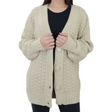 Blusa Feminina Seiki Cardigan Tricot Bege Claro - 810033