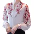 Blusa Feminina Social Cetim Elegante Floral Manga Longa 