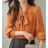 Blusa Feminina Social Cetim Elegante Plissadas Manga Longa