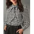 Blusa Feminina Social Elegante Manga Longa Xadrez Elegance 