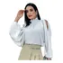 Blusa Feminina Social Manga Bufante Ombro Vazado Gola Alta