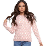 Blusa Feminina Suéter Elegante Manga Comprida Estampado Moda