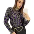 Blusa Feminina Suéter Tricot Manga Longa Estampa Oncinha