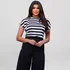 Blusa Feminina T- Shirt Camiseta Listrada Moda Verão Trabalh