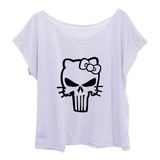 Blusa Feminina T-shirt Plus Size Justiceiro Hello Kitty