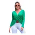 Blusa Feminina Traspassada Manga Comprid Meia Estação