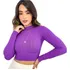 Blusa Feminina Tricot Cropped Manga Longa Segunda Pele Macio