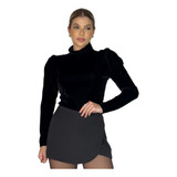 Blusa Feminina Veludo Manga