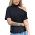 Blusa Feminina Viscolycra Choker Gola Alta Manga Curta Verão