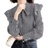 Blusa Feminina Xadrez Chiffon