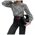 Blusa Festa Luxo Animal Print Gola Sobreposta 4s1308