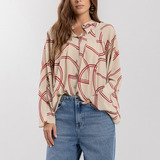 Blusa Fluida Estampada Com