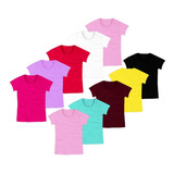 Blusa Infantil Básica Manga Curta Kit 10 Blusinhas Camiseta