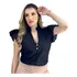 Blusa Laise Feminina Decote V Gola Padre Elegant Manga Curta