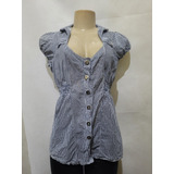 Blusa Listrada Azul Branco