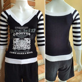 Blusa Listrada Tricot Manga