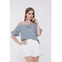 Blusa Listrada Vermelha Ombro A Ombro Com Babado Tam M