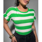 Blusa Listrada Viscolycra Feminina