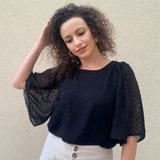Blusa Manga Ampla Flocada