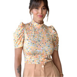 Blusa Manga Bufante Gola
