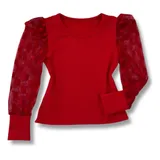Blusa Manga Bufante Tule