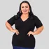 Blusa Manga Curta Decote V Plus Size Tradicional Básica Lisa