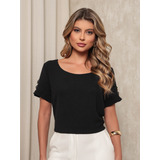 Blusa Manga Curta Tecido