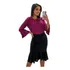 Blusa Manga Flare Feminina Estampada Floral Manga Longa 3/4