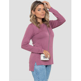 Blusa Manga Longa Longline