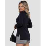 Blusa Manga Longa Longline
