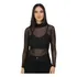 Blusa Manga Longa Tule Segunda Pele Estampado Transparente