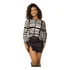 Blusa Manga Longa Viscomalha Preta E Branca Horizontal