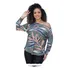 Blusa Manga Longa Viscomalha Verde Militar Com Flores