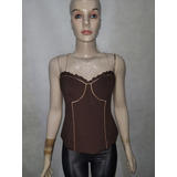 Blusa Marrom Estilo Corpete