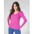 Blusa Modal Decote Em V Botão Manga Longa Inverno Outono