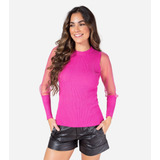 Blusa Modal Manga Tule