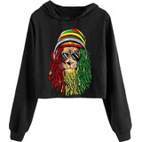 Blusa Moletom Cropped Feminino Leão Bob Marley Reggae Musica