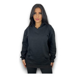 Blusa Moletom De Frio Feminino Liso Com Capuz Canguru Premiu