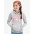 Blusa Moletom Gap Cinza Com Logotipo Rosa Bordado Kids