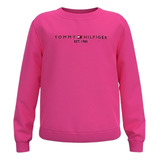 Blusa Moletom Rosa Detalhe Bordado Peito Tommy Original