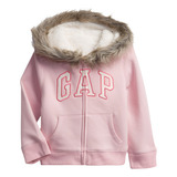 Blusa Moletom Sherpa Logo Gap Rosa Bebê Menina